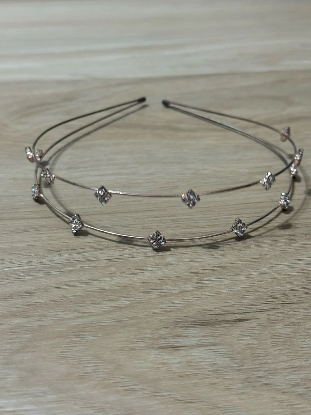 Source Unknown Rose Gold Double Wire Crystal Headband